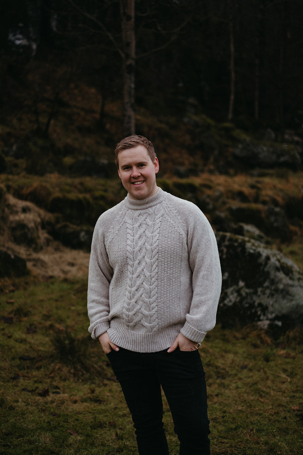 Bjork Unisex Strikket Ullgenser - Beige Melange