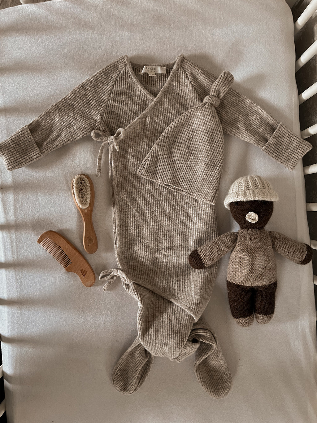 Hazel Knyttet babylue Merinoull - Beige Melange