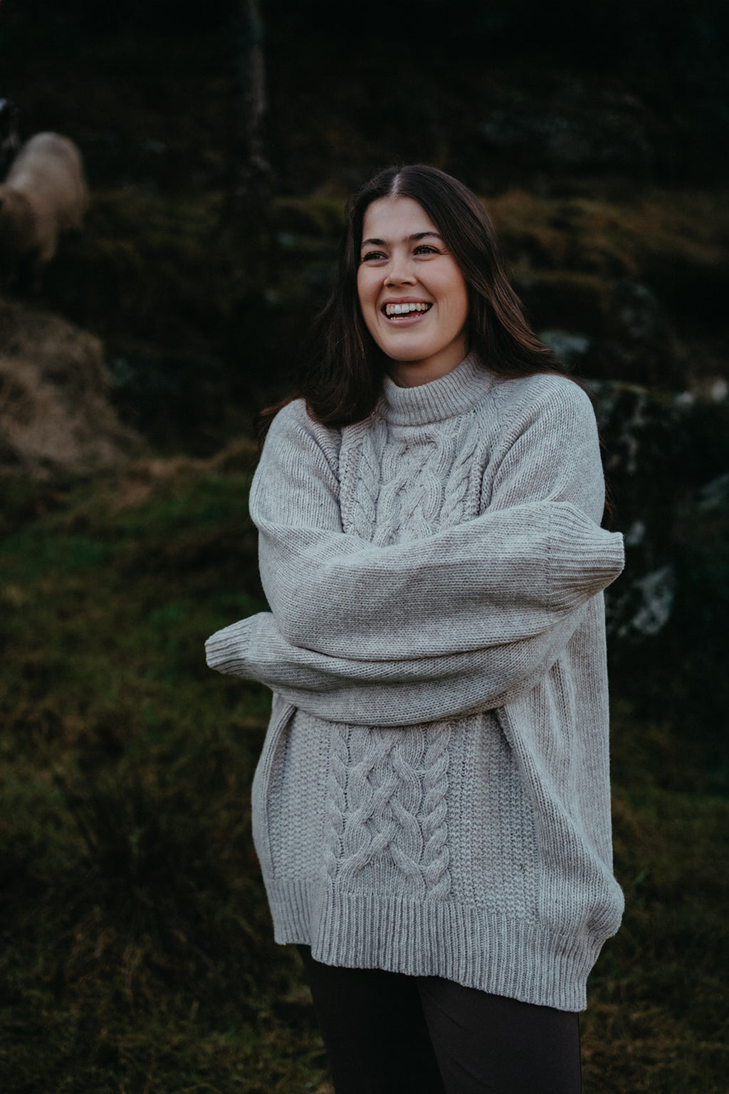 Bjork Unisex Strikket Ullgenser - Beige Melange