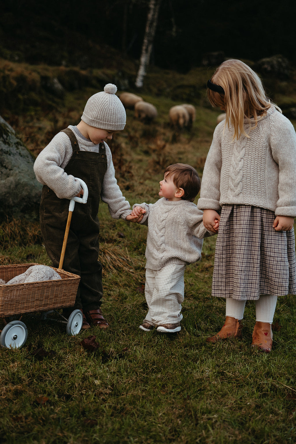 Bjork Unisex Strikket Ullgenser Mini - Beige Melange