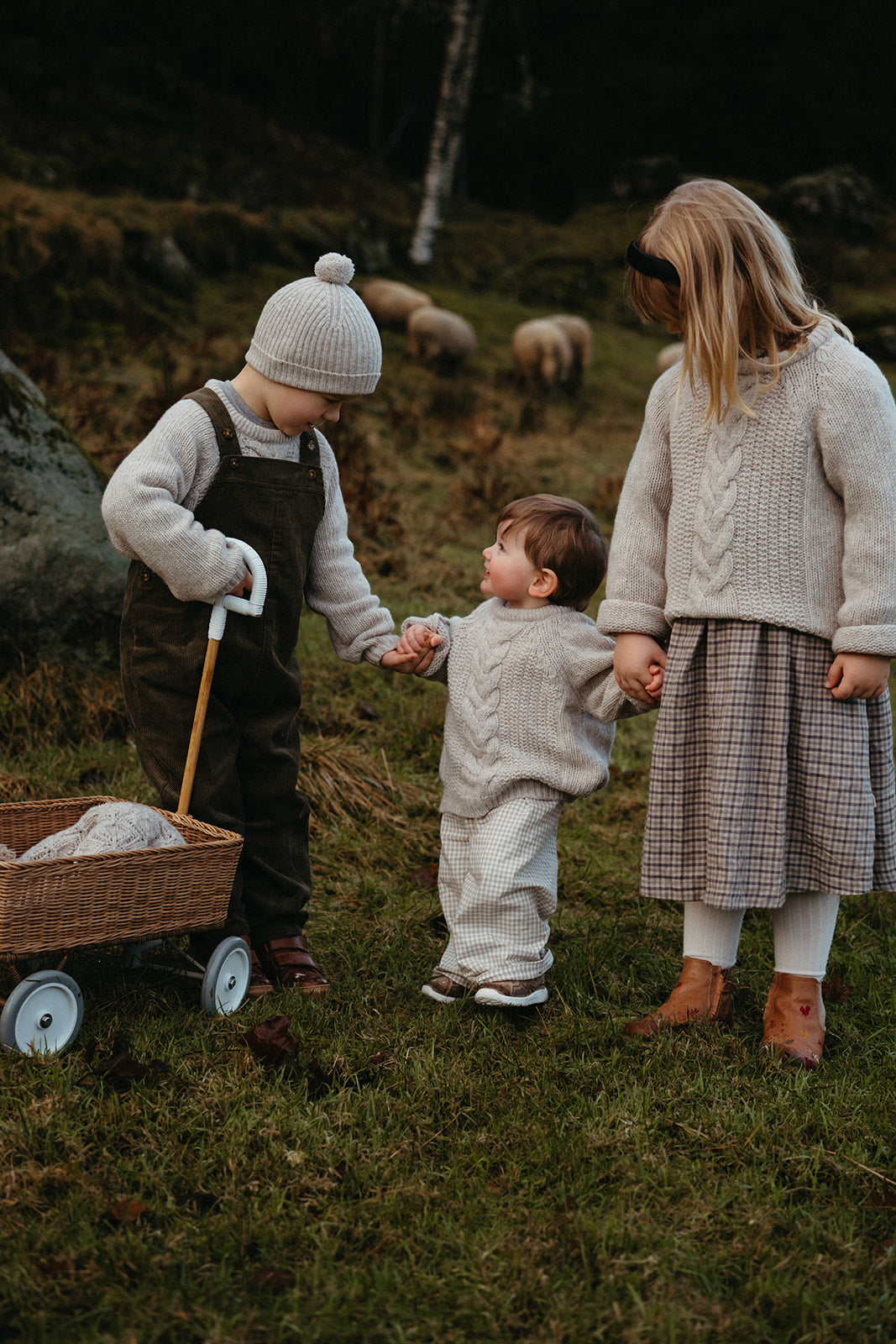Bjork Unisex Strikket Ullgenser Mini - Beige Melange