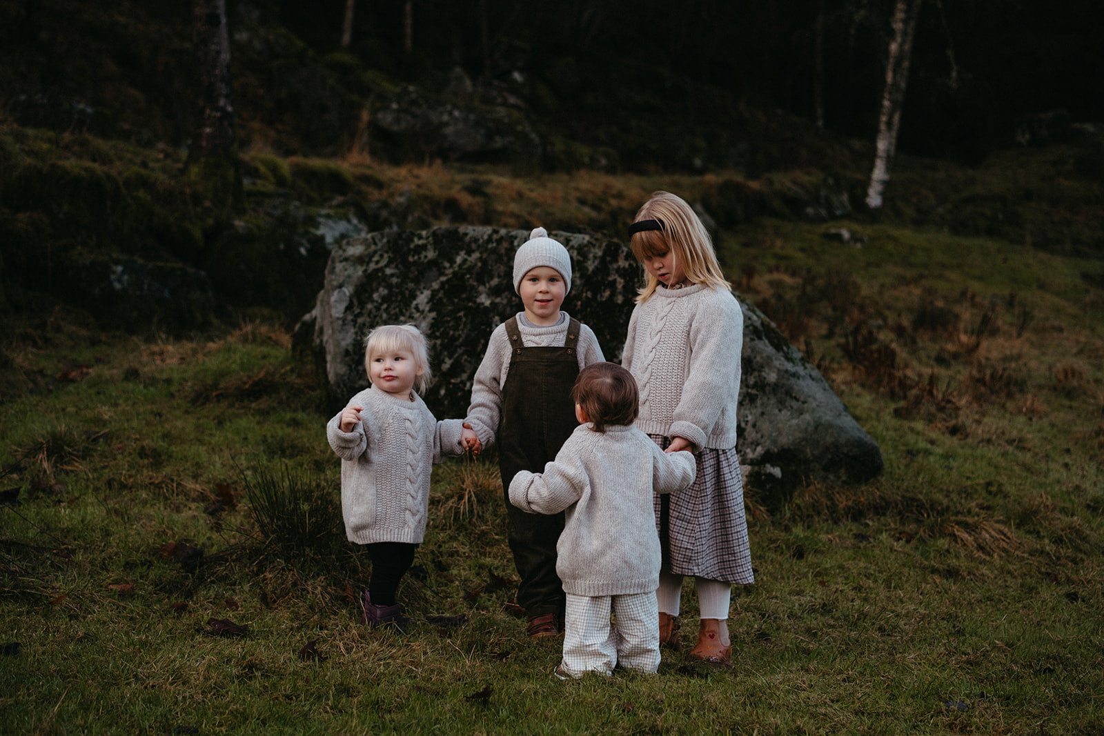 Bjork Unisex Strikket Ullgenser Mini - Beige Melange