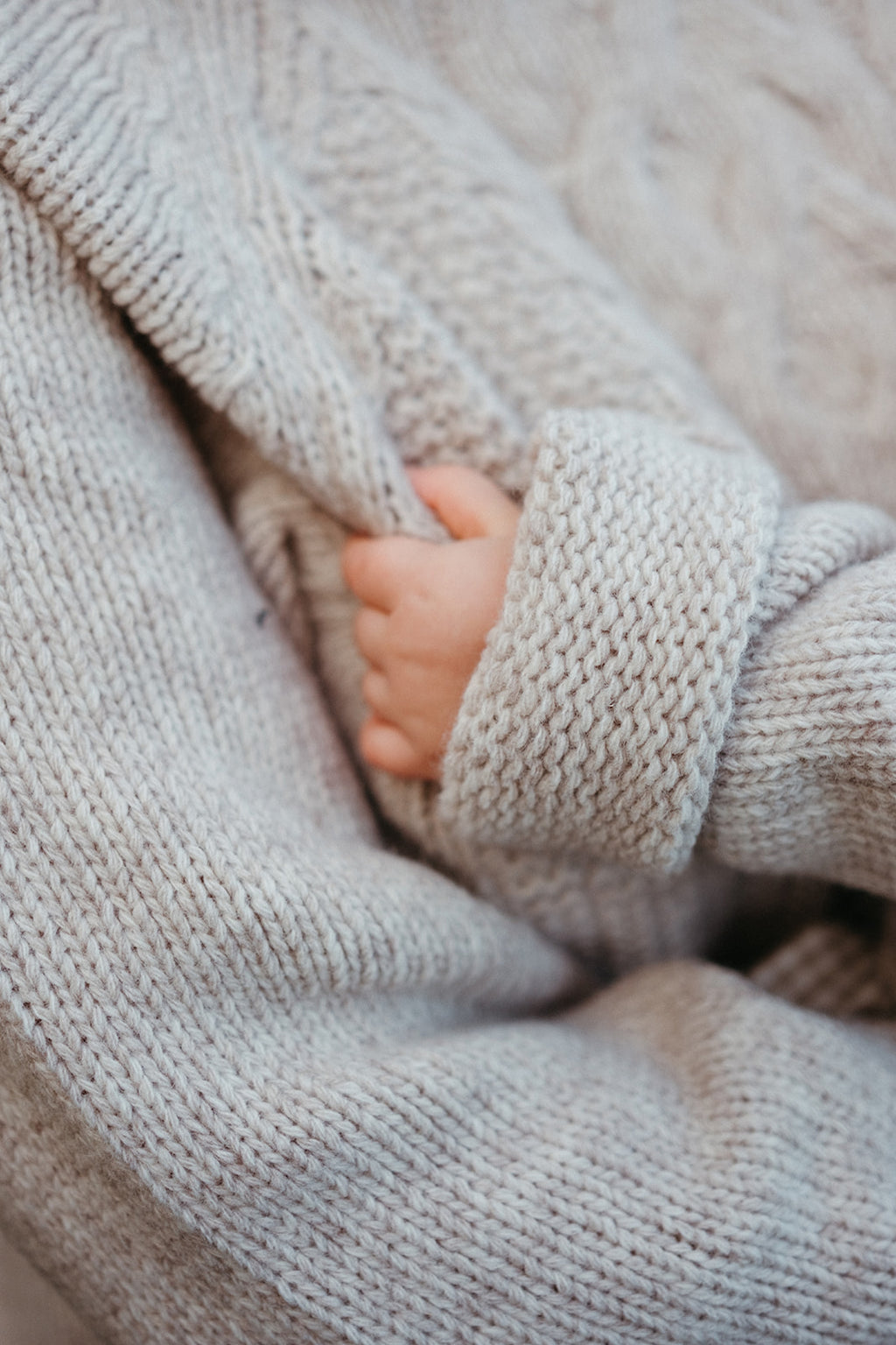 Bjork Unisex Strikket Ullgenser Mini - Beige Melange