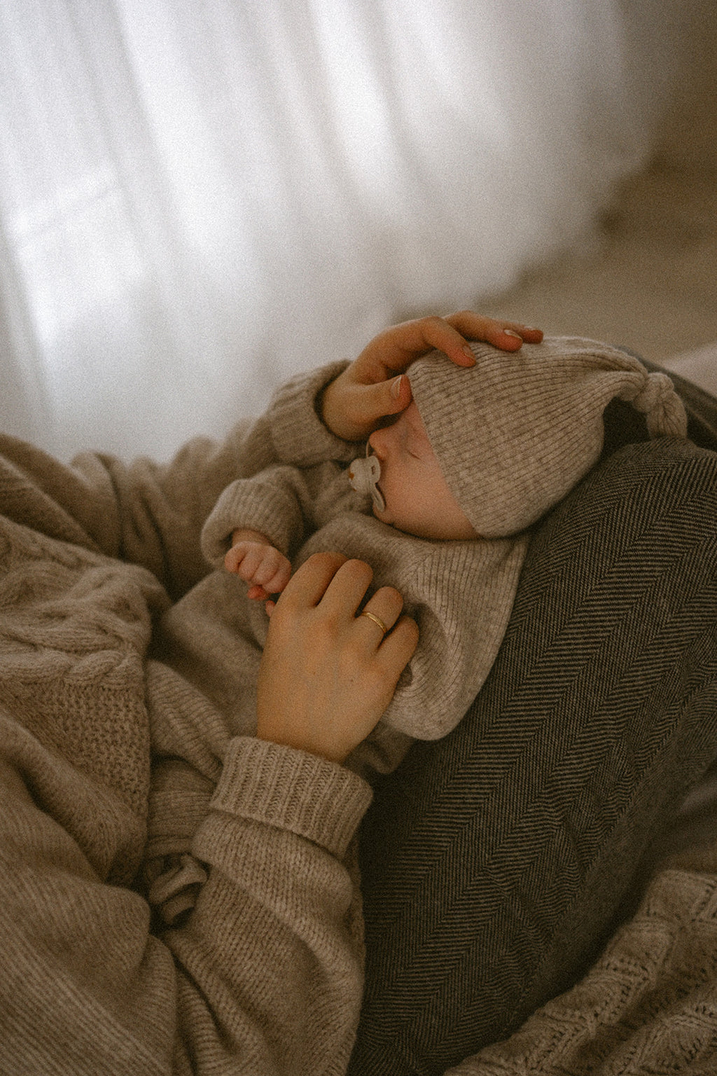 Hazel Knyttet babylue Merinoull - Beige Melange